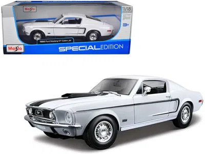 Maisto 1968 Ford Mustang Cj Cobra Jet White 1/18 Diecast Model Car By