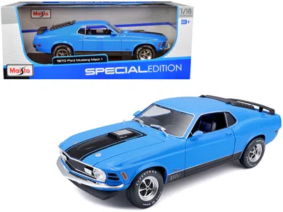 Maisto 1970 Ford Mustang Mach 1 428 Blue With Black Stripes "special Edition" 1/18 Diecast Model Car By Mai