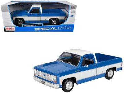 Maisto 1974 Chevrolet C10 Cheyenne Super Pickup Truck Blue And White "special Edition" Series 1/18 Diecast 