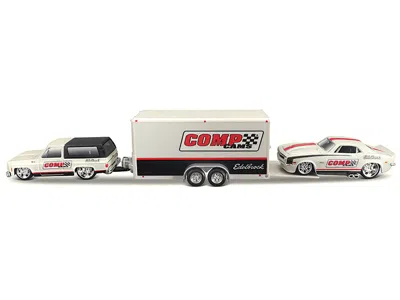 Maisto 1979 Chevrolet K5 Blazer White And Black And 1968 Chevrolet Camaro Z/28 White With Stripes With Encl