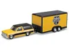 Maisto 1979 Chevrolet K5 Blazer Yellow With Black Top And Stripes With Enclosed Car Trailer Yellow And Blac