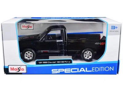 Maisto 1993 Chevrolet 454 Ss Pickup Truck Black 1/24 Diecast Model Car By