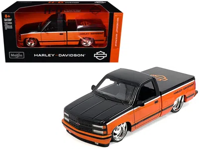 Maisto 1993 Chevrolet 454 Ss Pickup Truck "harley Davidson" Black And Orange "h-d Custom" Series 1/24 Dieca In Multi