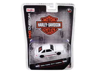 Maisto 1993 Ford Svt Cobra White "harley Davidson" 1/64 Diecast Model Car By