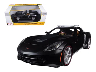 Maisto 2014 Chevrolet Corvette C7 Stingray Police Matt Black 1/18 Diecast Model Car By