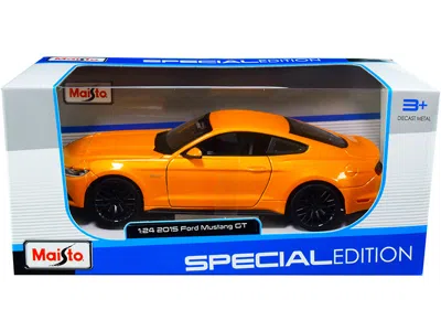 Maisto 2015 Ford Mustang Gt 5.0 Orange Metallic 1/24 Diecast Model Car By