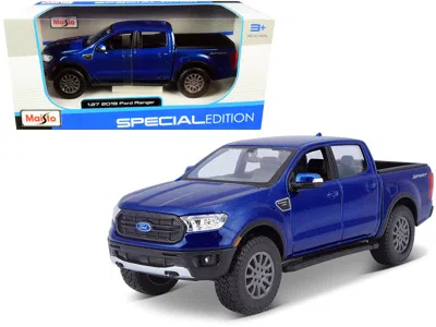 Maisto 2019 Ford Ranger Lariat Sport Pickup Truck Dark Blue Metallic 1/27 Diecast Model Car By