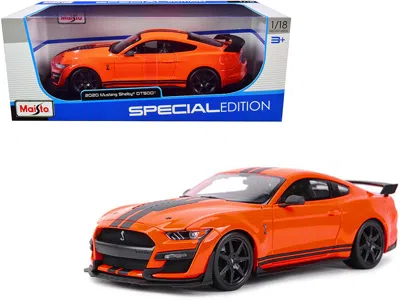 Maisto 2020 Ford Mustang Shelby Gt500 Orange With Black Stripes "special Edition" 1/18 Diecast Model Car By
