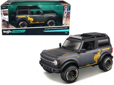 Maisto 2021 Ford Bronco Badlands Dark Gray Metallic With Gold Graphics And Roof Rack "off-road" " Des