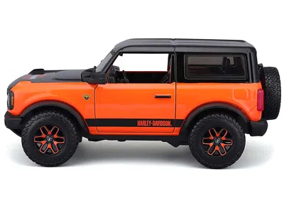 Maisto 2021 Ford Bronco Badlands Orange And Black "harley Davidson" "h-d Custom" Series 1/24 Diecast Model
