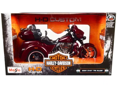Maisto 2021 Harley Davidson Cvo Tri Glide Motorcycle Dark Red Metallic "h-d Custom" 1/12 Diecast Model Car