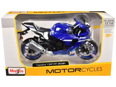 Maisto 2021 Yamaha Yzf-r1 Motorcycle Blue 1/12 Diecast Model By