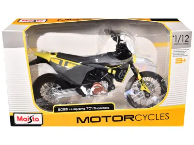 Maisto 2023 Husqvarna 701 Supermoto Motorcycle Matt Black And Gray With Yellow And White Accents 1/12 In Multi