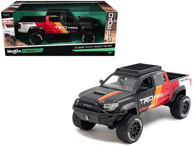 Maisto 2023 Toyota Tacoma Trd Pro Off Road Pickup Truck Matt Black With Graphics And Roofrack " Desig