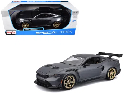 Maisto 2025 Ford Mustang Gtd Dark Gray Metallic With Black Top "special Edition" Series 1/18 Diecast Model  In Silver