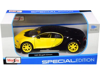 Maisto Bugatti Chiron Yellow And Black 1/24 Diecast Model Car By