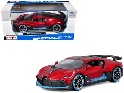 Maisto Bugatti Divo Red Metallic With Carbon And Blue Accents "special Edition" 1/24 Diecast Model Car In Multi