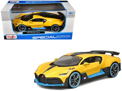 Maisto Bugatti Divo Yellow Metallic With Carbon And Blue Accents "special Edition" 1/24 Diecast Model Car In Multi