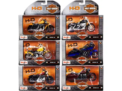 Maisto Harley-davidson Motorcycles 6 Piece Set Series 39 1/18 Diecast Models By  In Multi