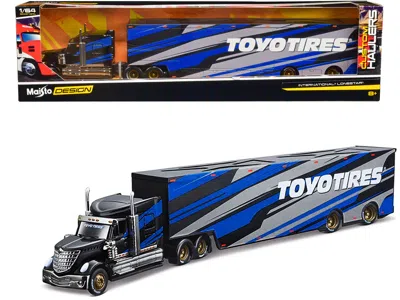 Maisto International Lonestar Enclosed Car Transporter "toyo Tires" Black With Blue And Gray Stripes "custo