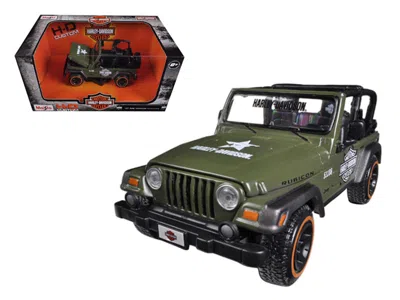 Maisto Jeep Wrangler Rubicon Harley Davidson Green 1/27 Diecast Model By