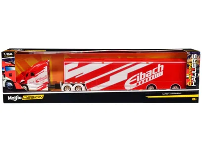 Maisto Mack Anthem Enclosed Car Transporter "eibach" Red With White Graphics "custom Haulers" Series 1/64 D