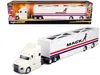 Maisto Mack Anthem Enclosed Car Transporter "mack" White With Red And Blue Stripes "custom Haulers" Series  In White