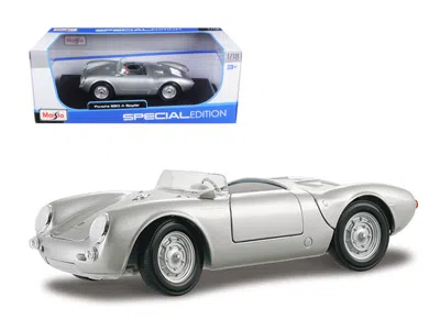 Maisto Porsche 550 A Spyder Silver 1/18 Diecast Model Car By
