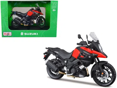 Maisto Suzuki V-strom 1000 Red And Black With Plastic Display Stand 1/12 Diecast Motorcycle Model By