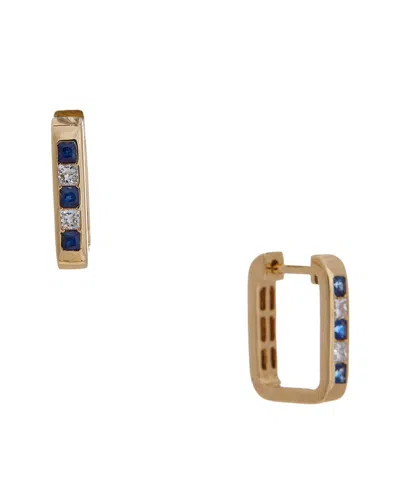 Maitre De Diamant 14k 0.91 Ct. Tw. Lab-grown Diamond & Sapphire Hoop Earrings In Pattern