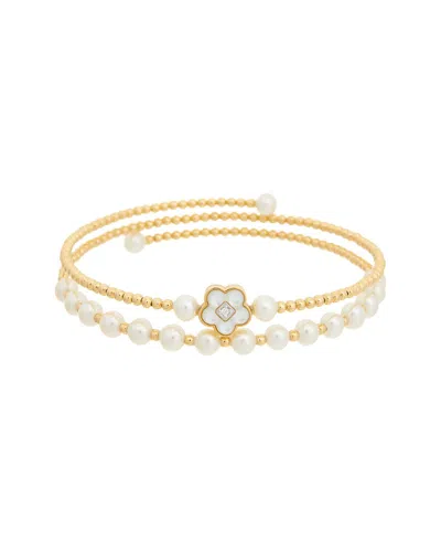 MAITRE DE DIAMANT MAITRE DE DIAMANT 18K 0.01 CT. TW. DIAMOND & PEARL BRACELET