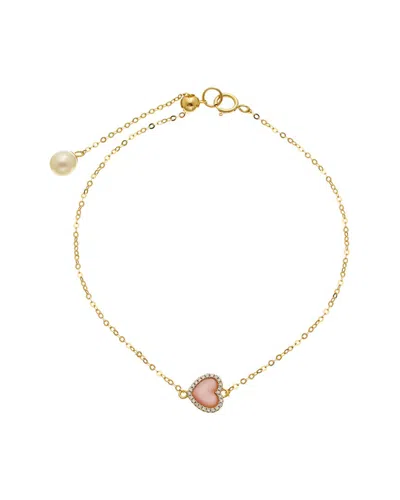 Maitre De Diamant 18k 0.02 Ct. Tw. Diamond & Pearl Bracelet