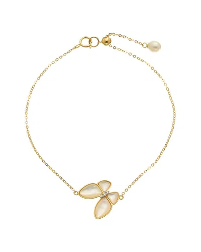 Maitre De Diamant 18k 0.02 Ct. Tw. Diamond & Pearl Bracelet