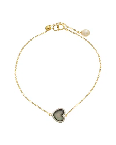 MAITRE DE DIAMANT MAITRE DE DIAMANT 18K 0.02 CT. TW. DIAMOND & PEARL BRACELET