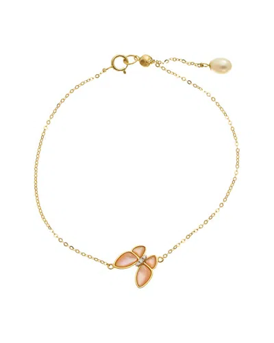 MAITRE DE DIAMANT MAITRE DE DIAMANT 18K 0.02 CT. TW. DIAMOND & PEARL BRACELET