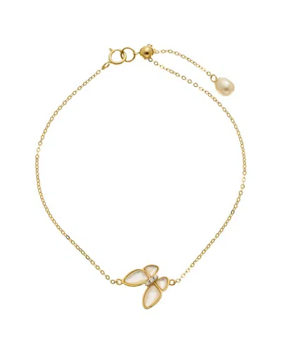 MAITRE DE DIAMANT MAITRE DE DIAMANT 18K 0.02 CT. TW. DIAMOND & PEARL BRACELET