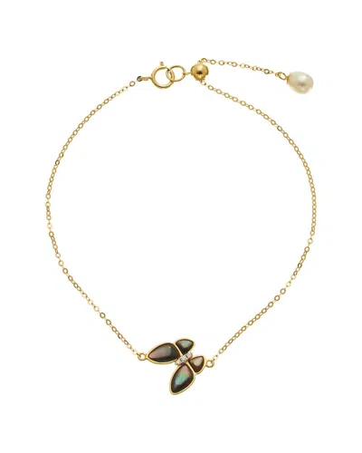 MAITRE DE DIAMANT MAITRE DE DIAMANT 18K 0.02 CT. TW. DIAMOND & PEARL BRACELET