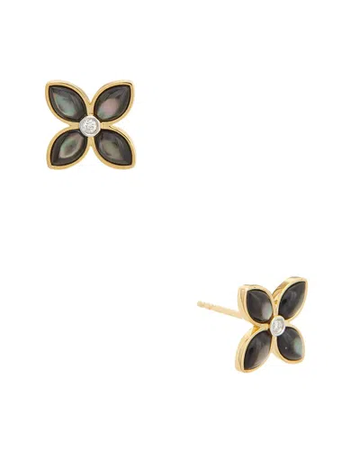 MAITRE DE DIAMANT MAITRE DE DIAMANT 18K 0.02 CT. TW. DIAMOND & PEARL EARRINGS