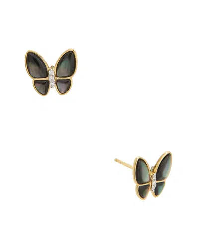 MAITRE DE DIAMANT MAITRE DE DIAMANT 18K 0.02 CT. TW. DIAMOND & PEARL EARRINGS