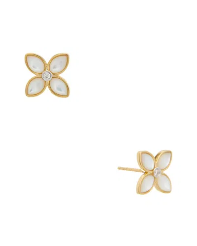 MAITRE DE DIAMANT MAITRE DE DIAMANT 18K 0.02 CT. TW. DIAMOND & PEARL EARRINGS
