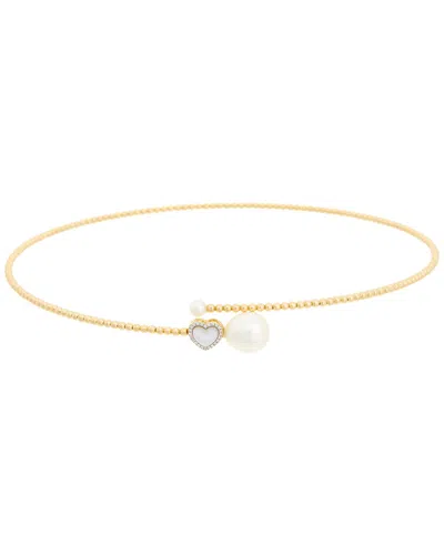 MAITRE DE DIAMANT MAITRE DE DIAMANT 18K 0.02 CT. TW. DIAMOND & PEARL NECKLACE