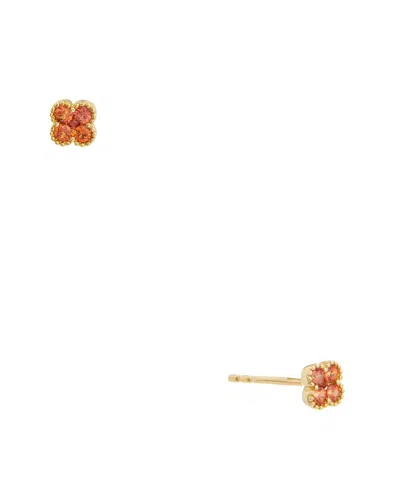 Maitre De Diamant 18k 0.16 Ct. Tw. Red Sapphire Earrings
