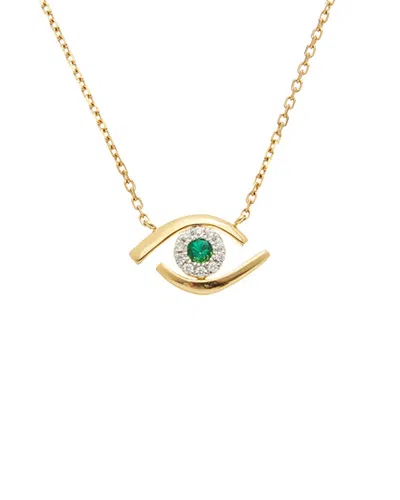Maitre De Diamant 18k 0.17 Ct. Tw. Diamond & Green Garnet Necklace