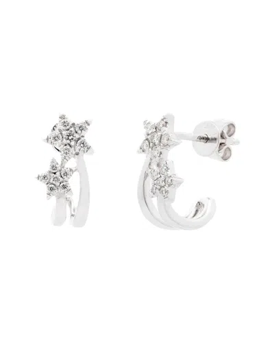 Maitre De Diamant 18k 0.21 Ct. Tw. Diamond Two Shooting Stars Earrings In Metallic