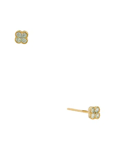 Maitre De Diamant 18k 0.22 Ct. Tw. Green Sapphire Earrings
