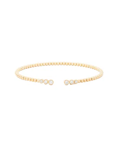 Maitre De Diamant 18k 0.26 Ct. Tw. Diamond Ball Cuff Bracelet In Gold