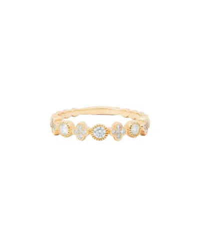 Maitre De Diamant 18k 0.26 Ct. Tw. Diamond Mini Clover & Rounds Stack Ring