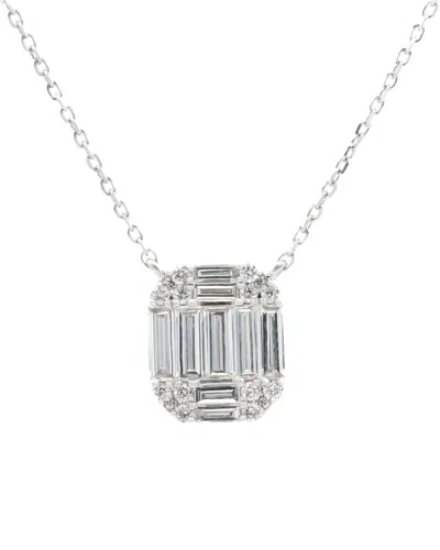Maitre De Diamant 18k 0.27 Ct. Tw. Diamond Illusion Necklace In Silver