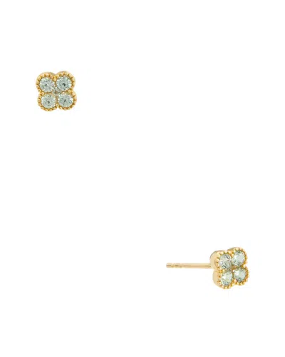 Maitre De Diamant 18k 0.39 Ct. Tw. Green Sapphire Earrings
