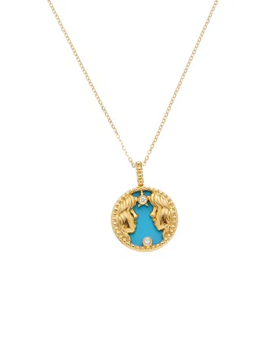 Maitre De Diamant 18k 1.42 Ct. Tw. Diamond & Turquoise Necklace